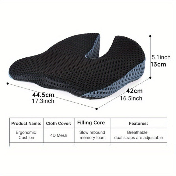 Triacomfort Ergonomic Cushion | Triangular Shape with Memory Foam | Breathable and Pressure-Relieving | For Car and Office