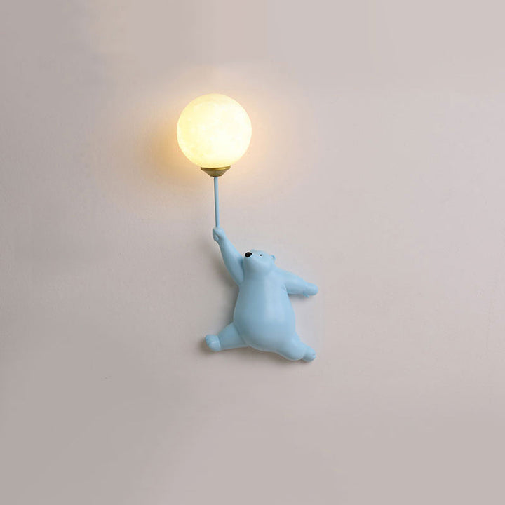 Süße Bären-Wandlampe mit Ballon-Licht, dekorativ fürs Kinderzimmer