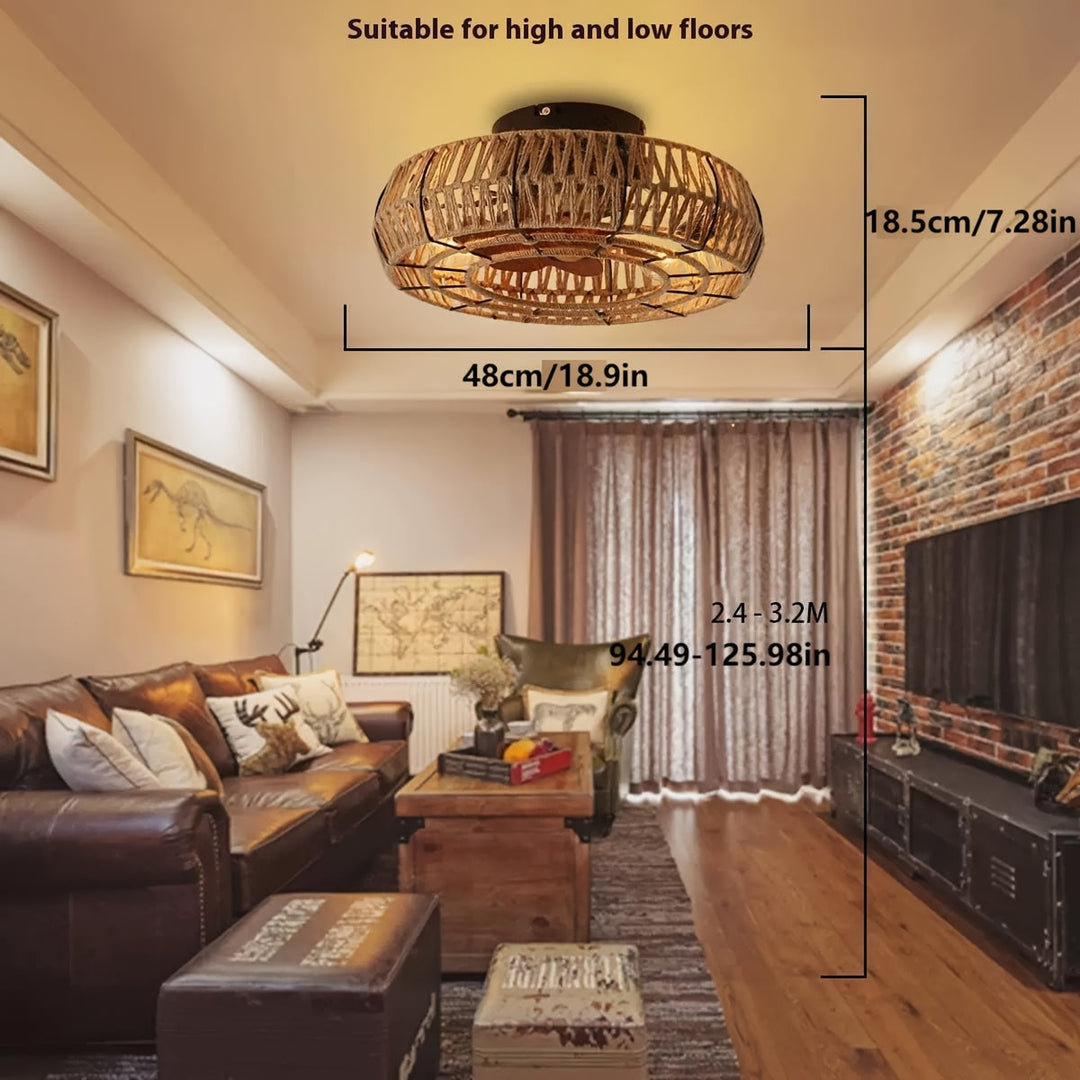 Amara Luxury Hand-Woven Rattan Ceiling Fan - A Zen-Style Decor Piece, Ultra-Quiet