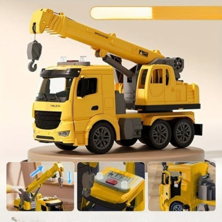 Crane Truck Toy with Light and Sound – Movable Arm for Construction Role Play