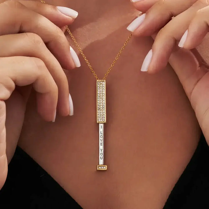 AmaraBloom Luxury Keepsake Necklace | Engraved Cubic Zirconia Pendant for Precious Connections