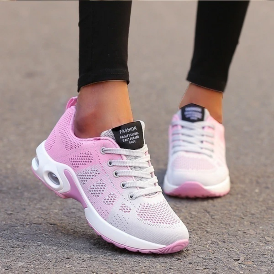 Lightweight orthopaedic women's trainers with breathable mesh and cushioned sole