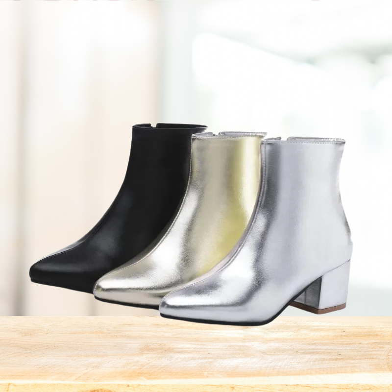 The Ankle Boots – Bold Silver Finish with Comfortable Design