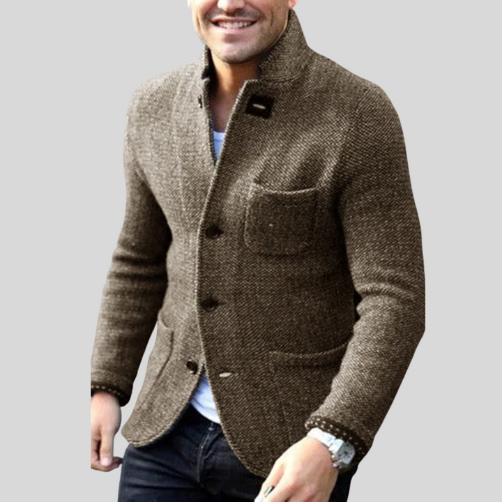 Men’s Down-Button Blazer – Modern Style with Cold-Weather Warmth