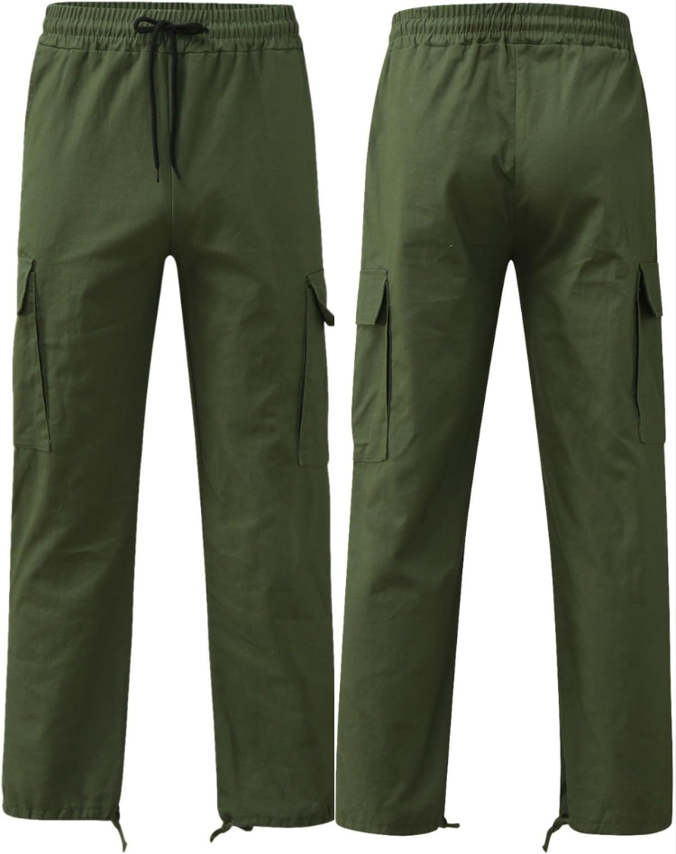 Men's Multi-Pocket Trousers with Adjustable Waist