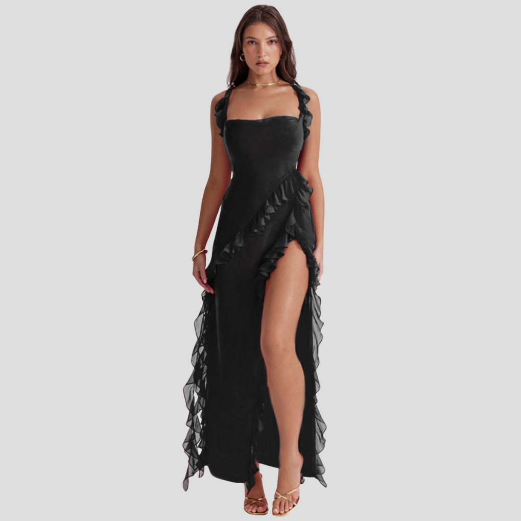 Ruffle Detail Adjustable Strap Melantha Dress
