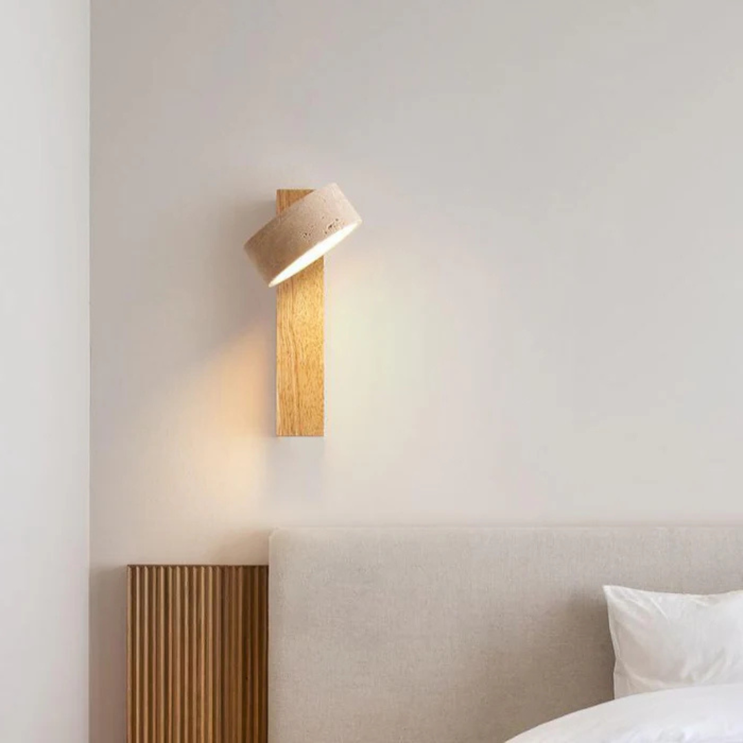 Wabi-sabi Travertine Wood LED Wall Light 1 Light
