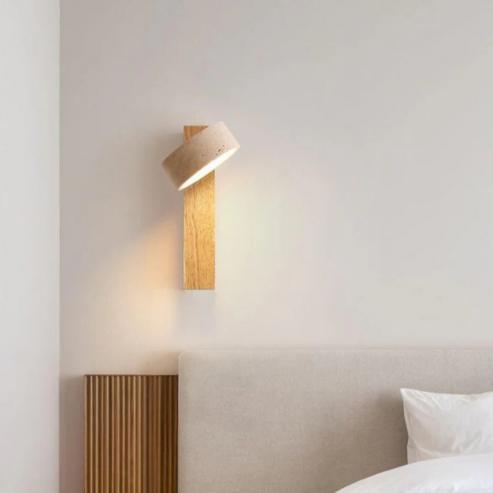 Wabi-sabi Travertine Wood LED Wall Light 1 Light