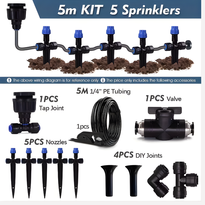Garden Irrigation System Adjustable Drippers with Flexible Sprinklers