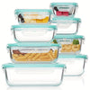Set aus 8 Glasbehältern für Lebensmittel – Bento-Boxen zur Essensvorbereitung, luftdicht, mit auslaufsicheren Deckeln, geeignet für Mikrowelle, Backofen, Gefrierschrank und Spülmaschine, BPA-frei