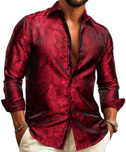 Men's paisley jacquard shirt – long-sleeved style for weddings and evening wear