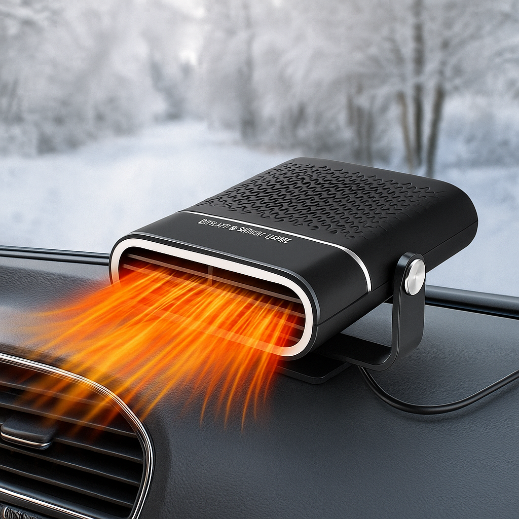 Car Heater and Windscreen Defroster | 12V USB Portable | Black