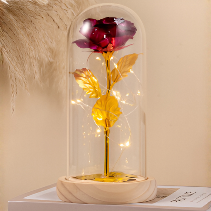 Eternal Rose with Led Light in Glass Dome
