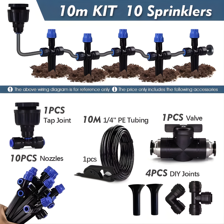 Garden Irrigation System Adjustable Drippers with Flexible Sprinklers