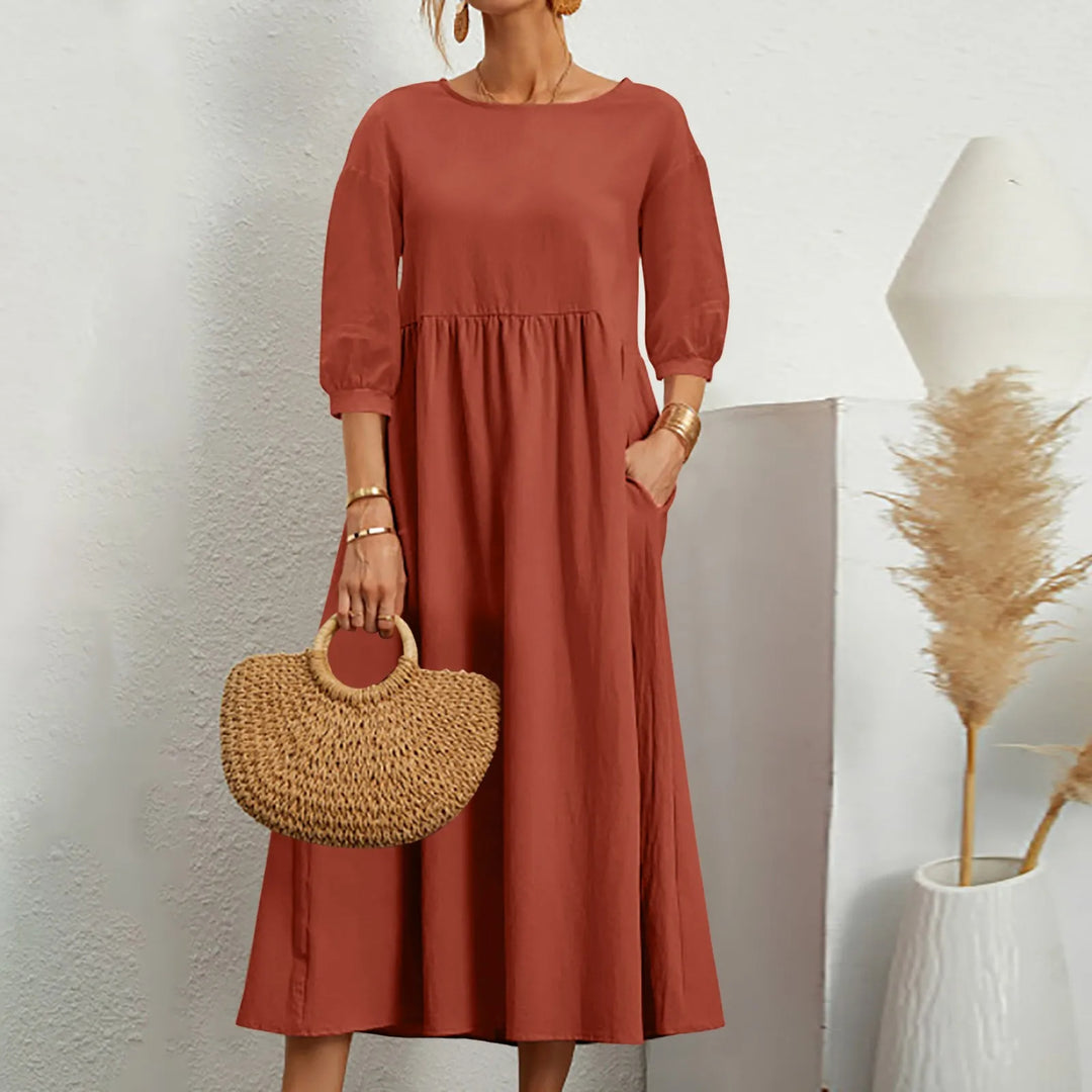 Casual Loose Patchwork Midi Dress Effortless Style Meets Everyday Comfort