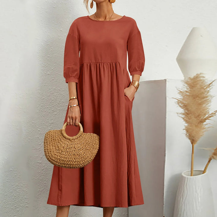 Casual Loose Patchwork Midi Dress Effortless Style Meets Everyday Comfort
