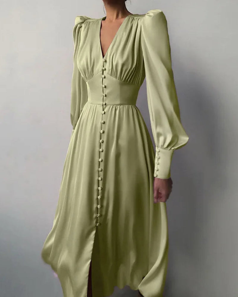 Elegant Satin V-Neck Maxi Dress for Women Timeless Elegance with a Modern Touch