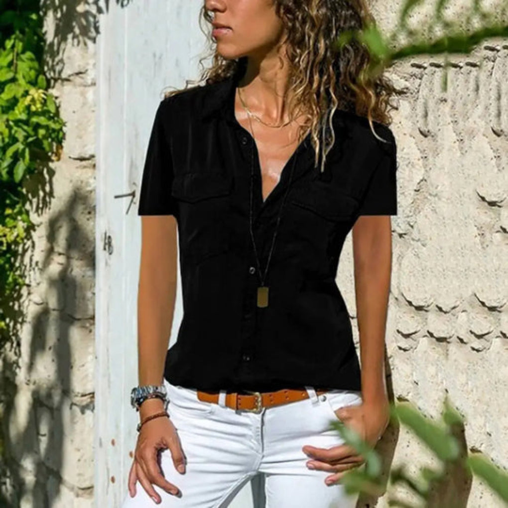 Elegant Short-Sleeve Blouse for Women