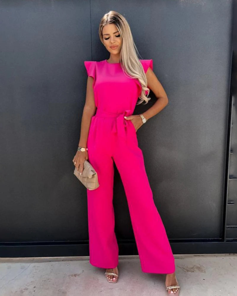 Elegant Jumpsuit with Flutter Sleeves