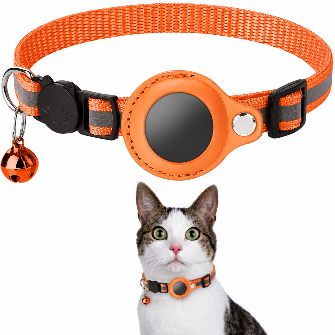 Adjustable Cat Collar with GPS and Reflective Strip