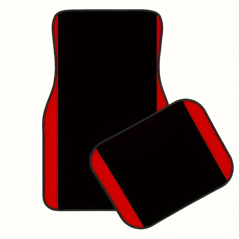 Polyester Car Mats with Red Vertical Stripes – Non-Slip and Washable for Any Vehicle