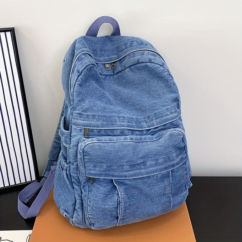 Casual Denim Backpack – Trendy and Versatile Travel Bag for Men and Women