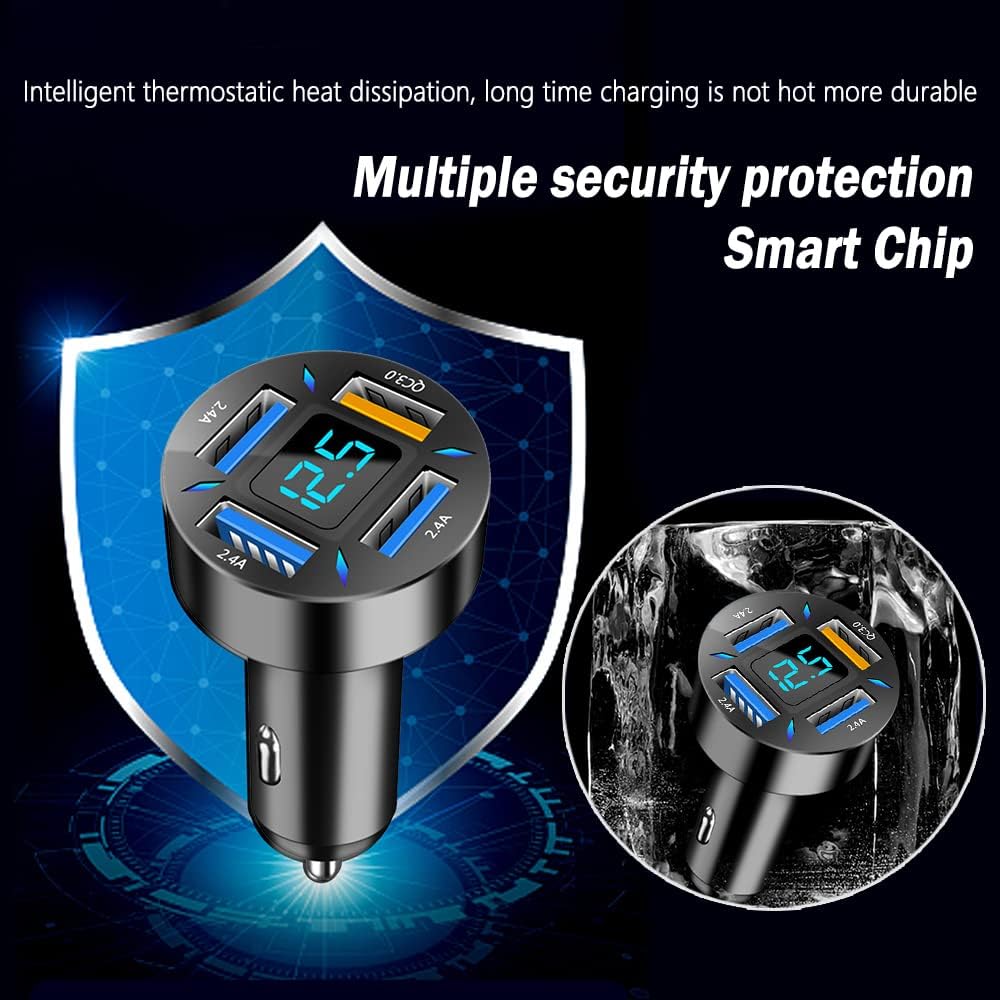 66W Super-Fast Car Charger with USB PD & QC 3.0 – Universal for 12-24V Cigarette Lighter Sockets