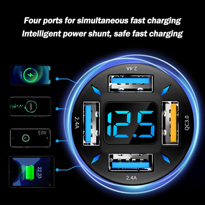 66W Super-Fast Car Charger with USB PD & QC 3.0 – Universal for 12-24V Cigarette Lighter Sockets