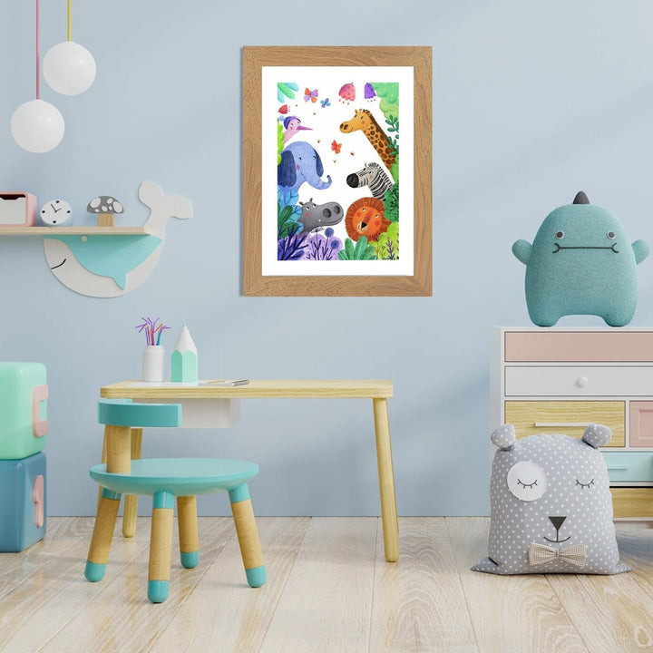 Children's picture frame with hinged opening for A4 drawings, holds up to 150 pieces, MDF and tempered glass