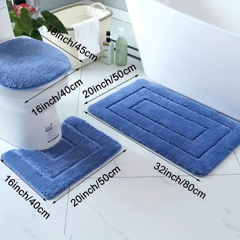 Set of 3 Ultra-Fine Fibre Bath Mats – Quick-Drying and Absorbent