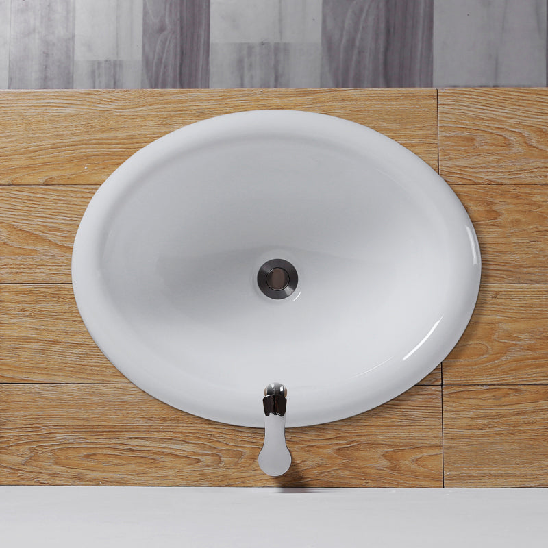 Undermount White Ceramic Basin with Shut-Off Valve