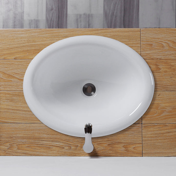 Undermount White Ceramic Basin with Shut-Off Valve