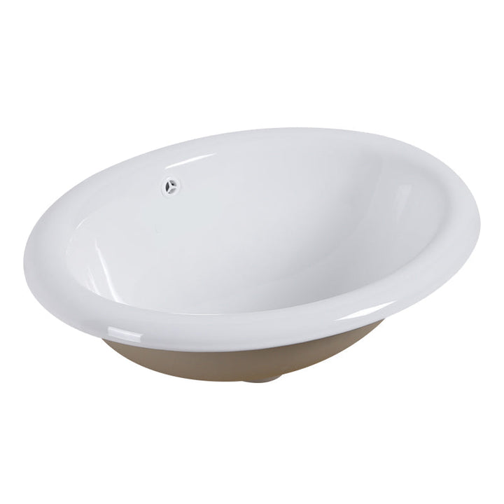 Undermount White Ceramic Basin with Shut-Off Valve