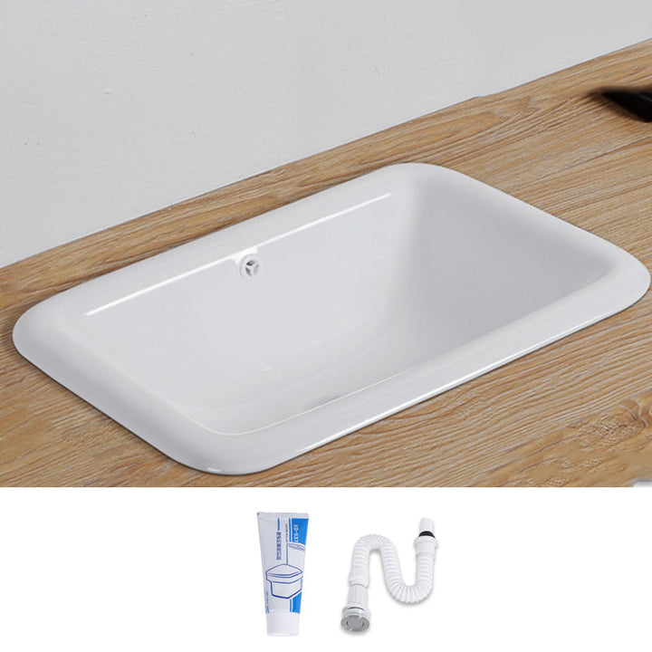 Undermount White Ceramic Basin with Shut-Off Valve
