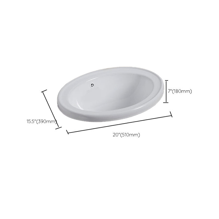 Undermount White Ceramic Basin with Shut-Off Valve