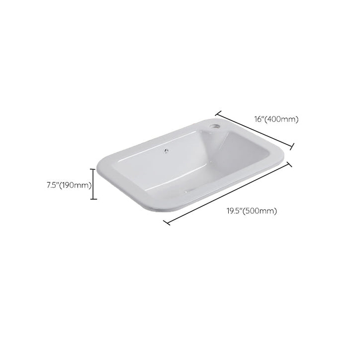 Undermount White Ceramic Basin with Shut-Off Valve
