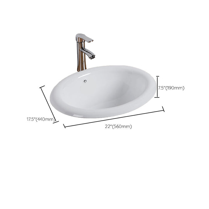 Undermount White Ceramic Basin with Shut-Off Valve