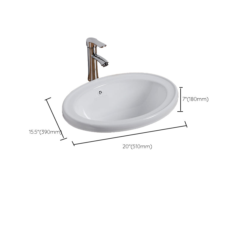 Undermount White Ceramic Basin with Shut-Off Valve