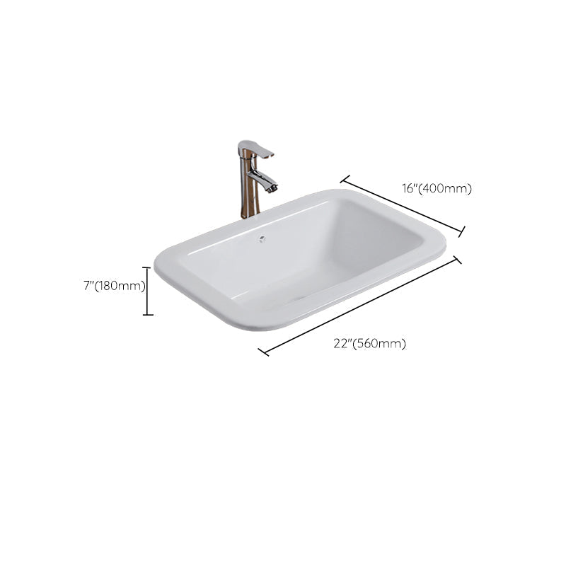 Undermount White Ceramic Basin with Shut-Off Valve
