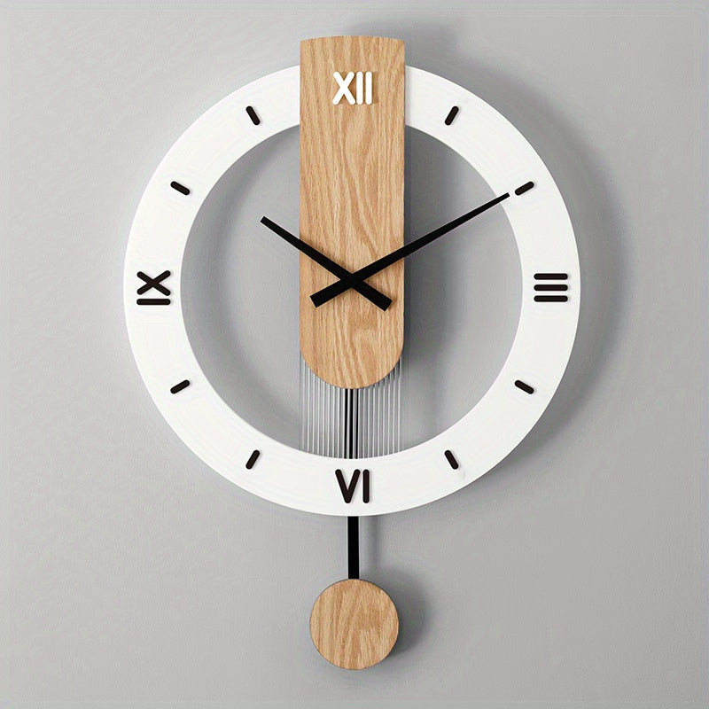 Creative Wood and Acrylic Pendulum Wall Clock – Elegant, Silent Decoration