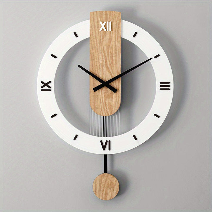 Creative Wood and Acrylic Pendulum Wall Clock – Elegant, Silent Decoration