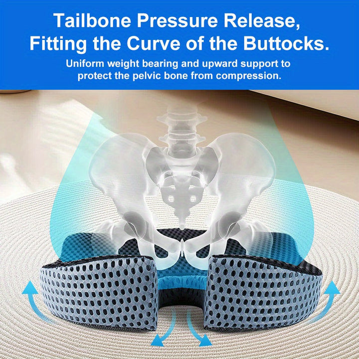 Triacomfort Ergonomic Cushion | Triangular Shape with Memory Foam | Breathable and Pressure-Relieving | For Car and Office