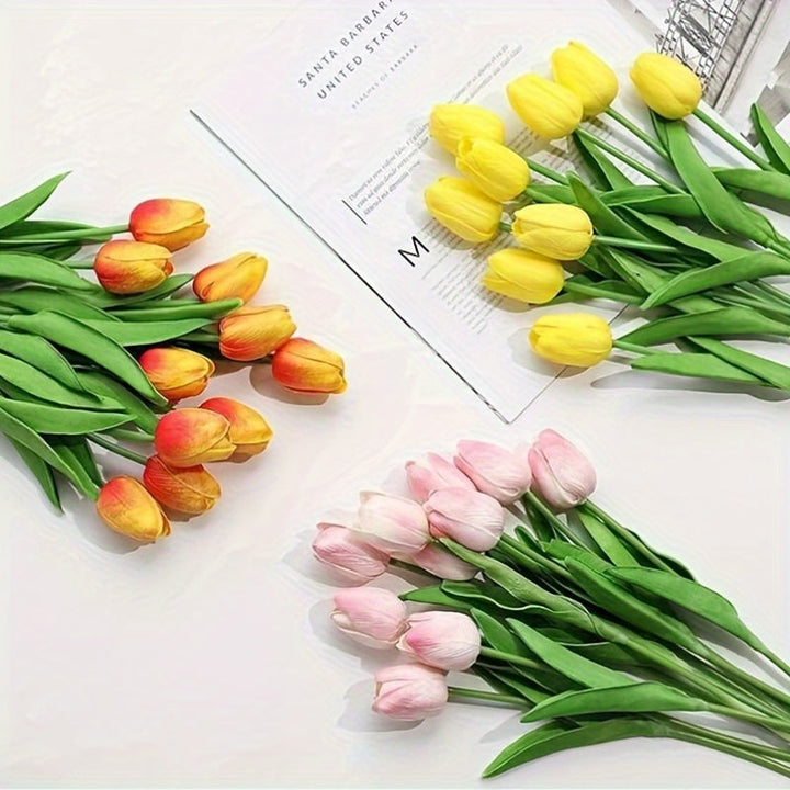 Set mit 15 Realistischen Kunsttulpen – Perfekt für Hochzeiten, Feste und Wohndekoration