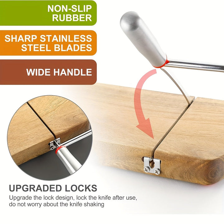 Handcrafted Acacia Cheese Slicer – Stainless Steel Knife on an Elegant Wooden Base