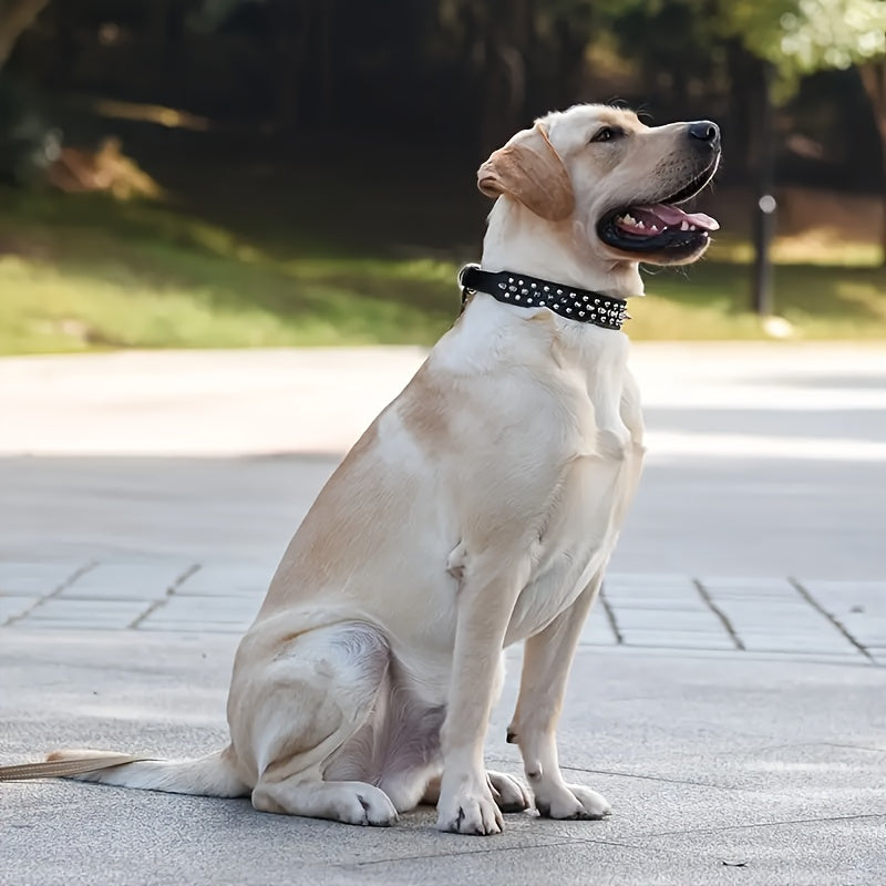 Adjustable Studded Dog Collar - Strong and Secure for Large Dogs