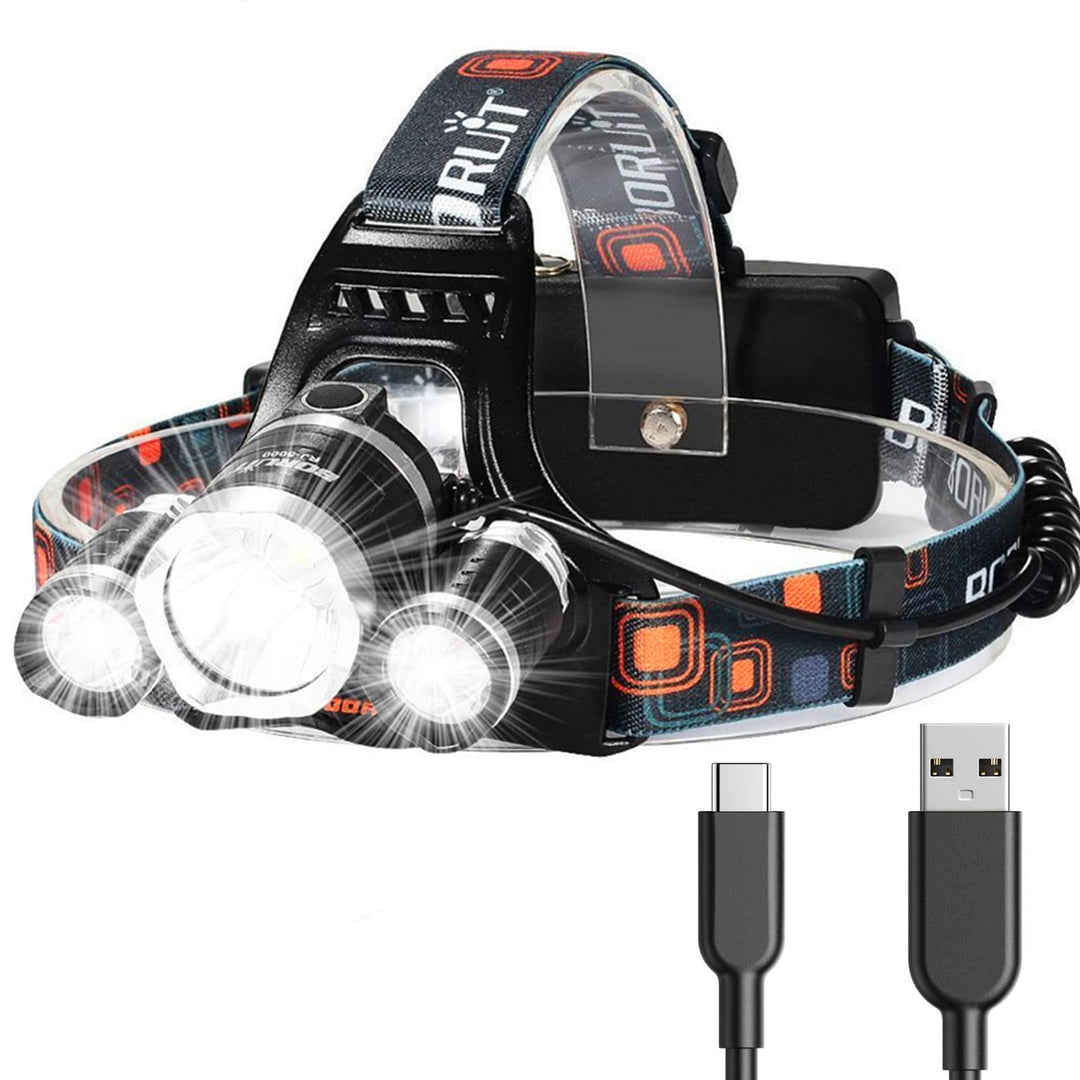 Hqdz-Td 20000 Lumen Rechargeable Head Torch - Waterproof, Adjustable Light for Outdoors, Hunting, Camping