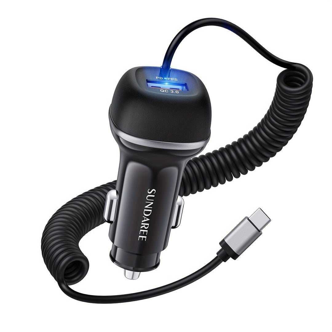 Fast-Charging 51W Rechargeable USB-C Car Charger – For Super-Fast Charging of Multiple Devices