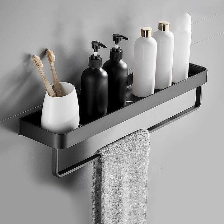 Modern Matte Black Bathroom Set 1/2 - Stainless Steel Bathroom Shelf