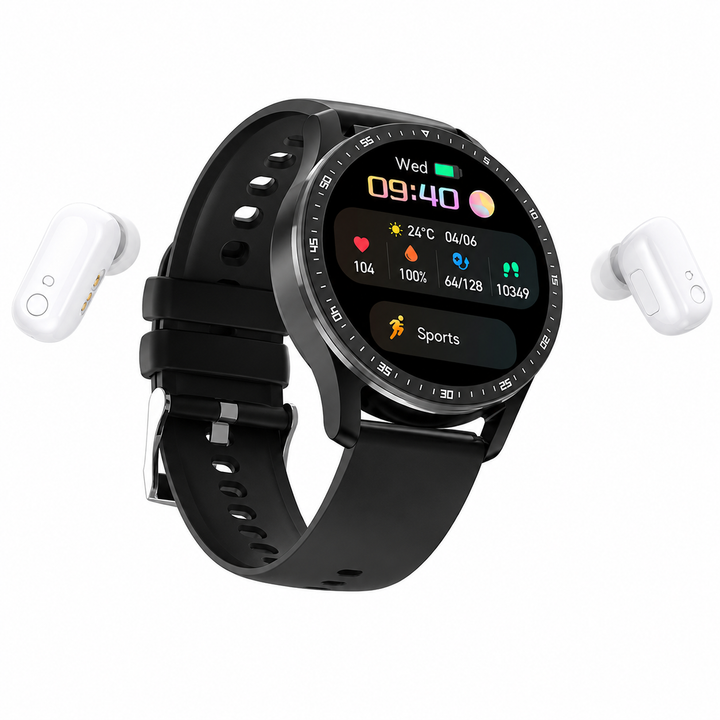 PrestigeTrack EchoWrist | Smartwatch with Bluetooth Earbuds for Fitness and Health Monitoring