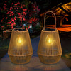 Boho Solar Hanging Lantern Set – Sustainable Rattan Lanterns for Garden and Balcony